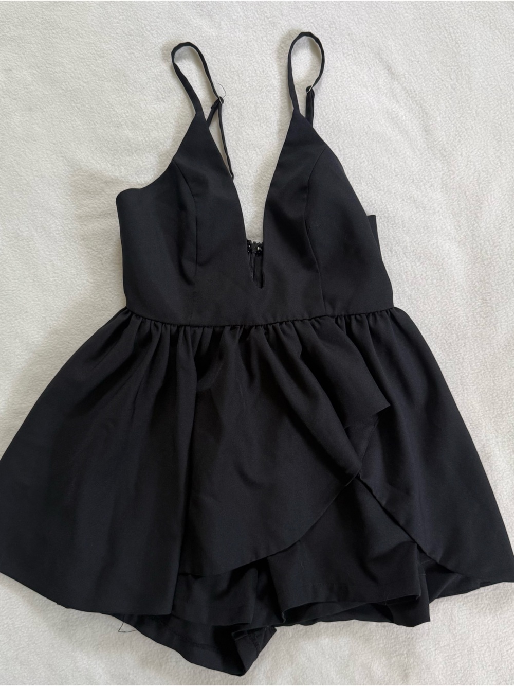Evenuel Black Ruffle V-Neck Camisole Romper